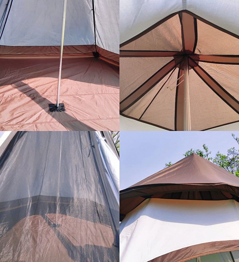 12'x 10' x8'Large Space  Bell Tipi Tent for Family 3-4 Person Camping Tents Double Layers Lightweight Waterproof Teepee Pyramid Tent