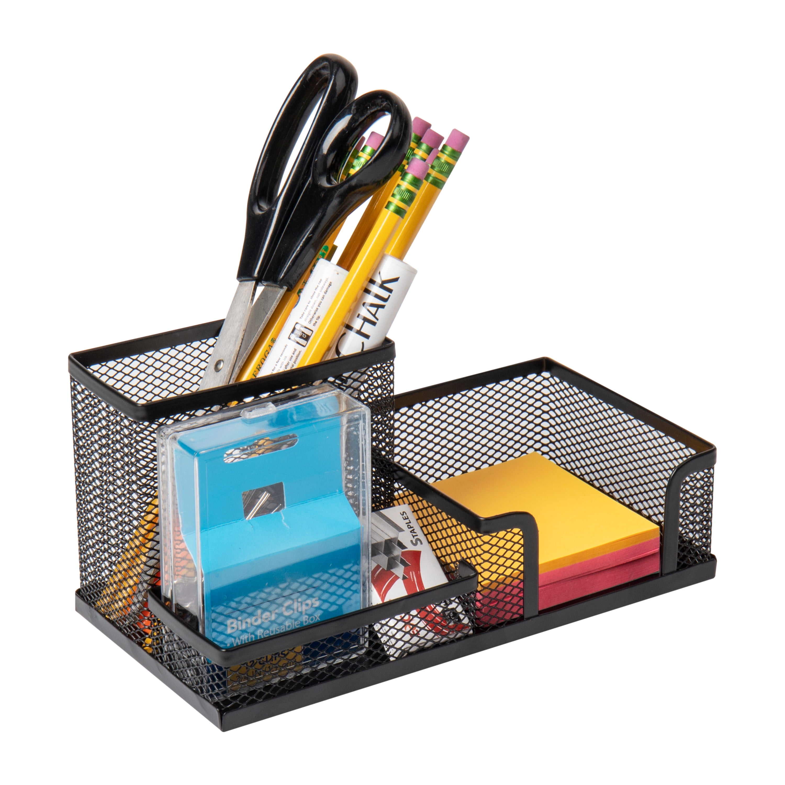 RHCSZ 6 Piece Office Supplies/Desk Organizer Set with Desktop Leather Writing Pad,File Paper Tray,Magazine Folder Holder, Pen Cup,Sticky Note Holder