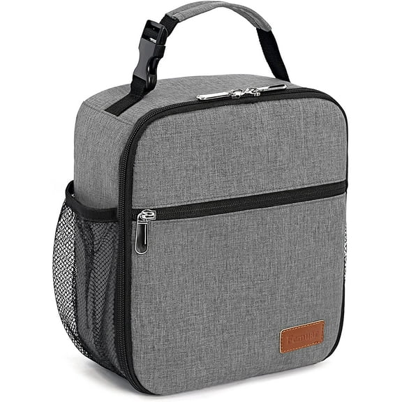 Lunch Box for Men Women Adults Small Lunch Bag for Office Work School - Reusable Portable Lunchbox, Grey, 8.7" L x 4.5"W x 10.2" H