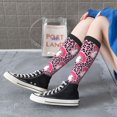 thumbnail image 6 of Knee High Socks for Women Men Athletic - Pink Leopard Print Mushroom Thigh-High Black Sole Comfort Breathable Long Socks for Casual Travel Running, 6 of 7