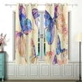 thumbnail image 2 of Butterflies in Cream Curtains Black Out 63 Inch Length Curtains for Sliding Glass Doors Bedroom Living Room 2 Panels Set, 2 of 5