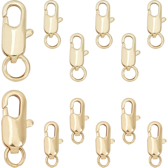 1 Box 12Pcs 2 Sizes 18K Gold Plated Lobster Claw Clasp with Open Jump Ring Necklace Lobster Clasps Jewellery Findings for Beginners DIY Necklace Jewelry Making Supplies Golden