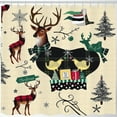 thumbnail image 1 of Festive Christmas Shower Curtain with Heart, Reindeer & Snowflakes, 1 of 4