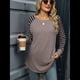 thumbnail image 4 of Blusas Tipo Túnica A Rayas para Mujer, Camisas Casuales de Larga, Jersey de Cuello Redondo. Color Café M, 4 of 9