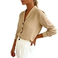 thumbnail image 4 of GUACER Long Sleeve Blouses for Women Casual Cotton Linen Button Down V Neck Loose Elegant Business Clothes, 4 of 6