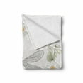 thumbnail image 2 of Dragonfly Soft Flannel Fleece Throw Blanket, Vintage Retro Farm Life Inspired Moth Daisies Lilies Leaves Image, Cozy Plush for Indoor and Outdoor Use, 70" x 90", Lilac Green, by Ambesonne, 2 of 6