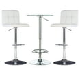 thumbnail image 2 of Powell Sherman 3-Piece Metal and Glass Pub Table Set, White Faux Leather, 2 of 6