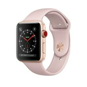 Refurbished Watch Series 3 38mm Gold Aluminum Case Pink Sand Sport Band GPS + Cellular - Apple MQJQ2LL/A