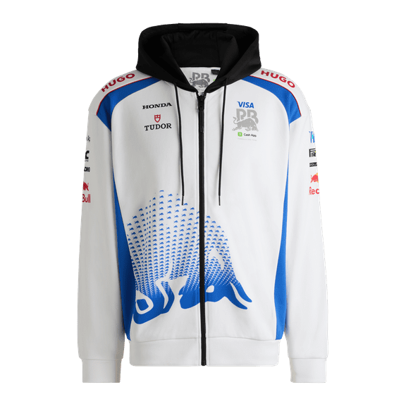 Visa Cash App RB F1 2025 Men's Full Zip Hoodie - White
