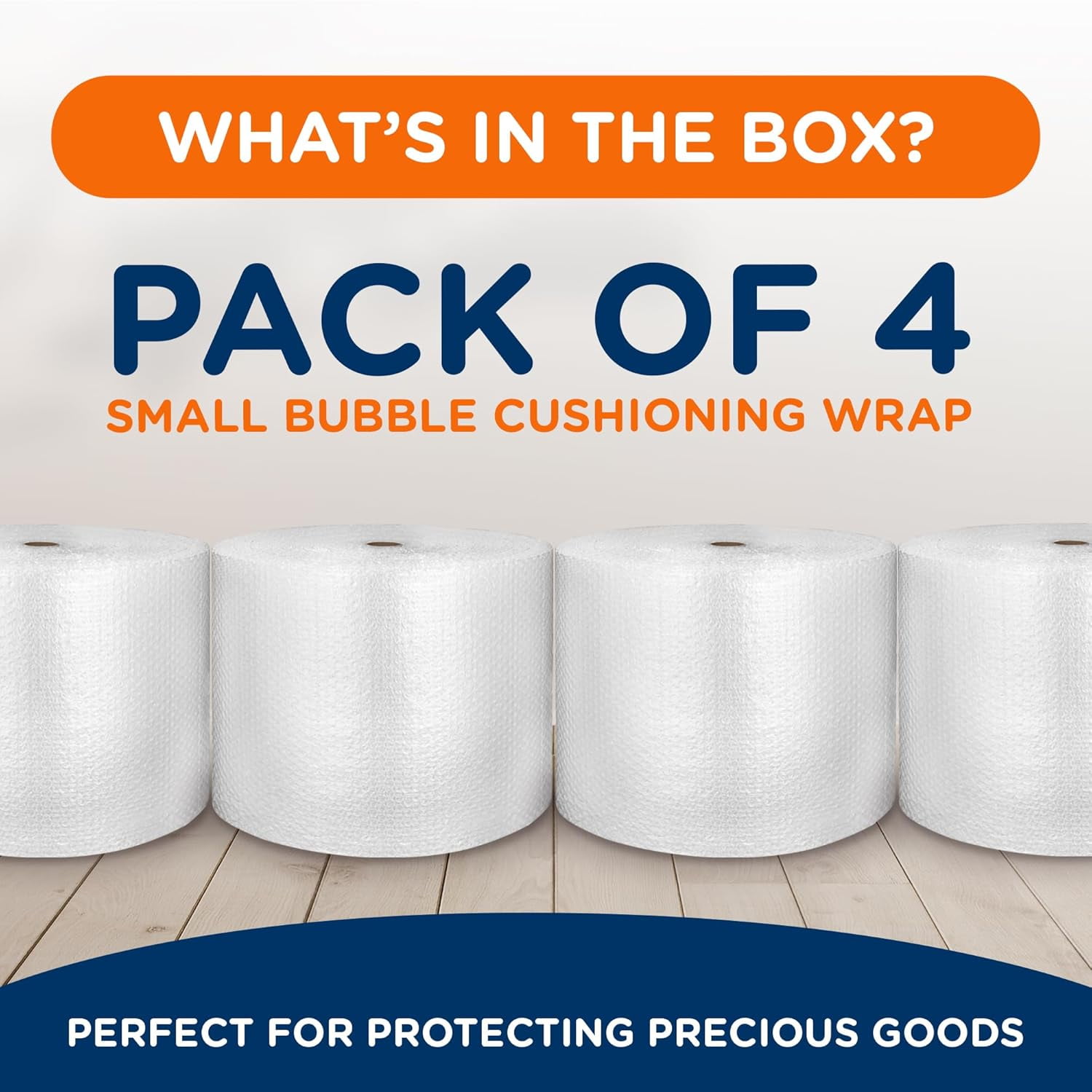 Small Bubble Cushioning Wrap – 175 Ft Clear Bubble Roll for Moving & Shipping, Perforated Every 12 Inches, Pack of 4 for Packaging Boxes and Mailers