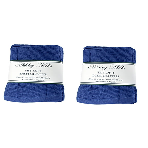 Dependable Industries Inc. Essentials Kitchen Bar Mops Towels, Pack of 8 pack Towels 13 x 13 Inches, 100% Cotton Blue