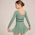 thumbnail image 4 of hengsof Girls' Long Sleeve Ballet Leotard Solid Color V Neck Mesh Bodysuit Dance Gymnastics Leotard Suitable for Girls Aged 3-15, 4 of 6