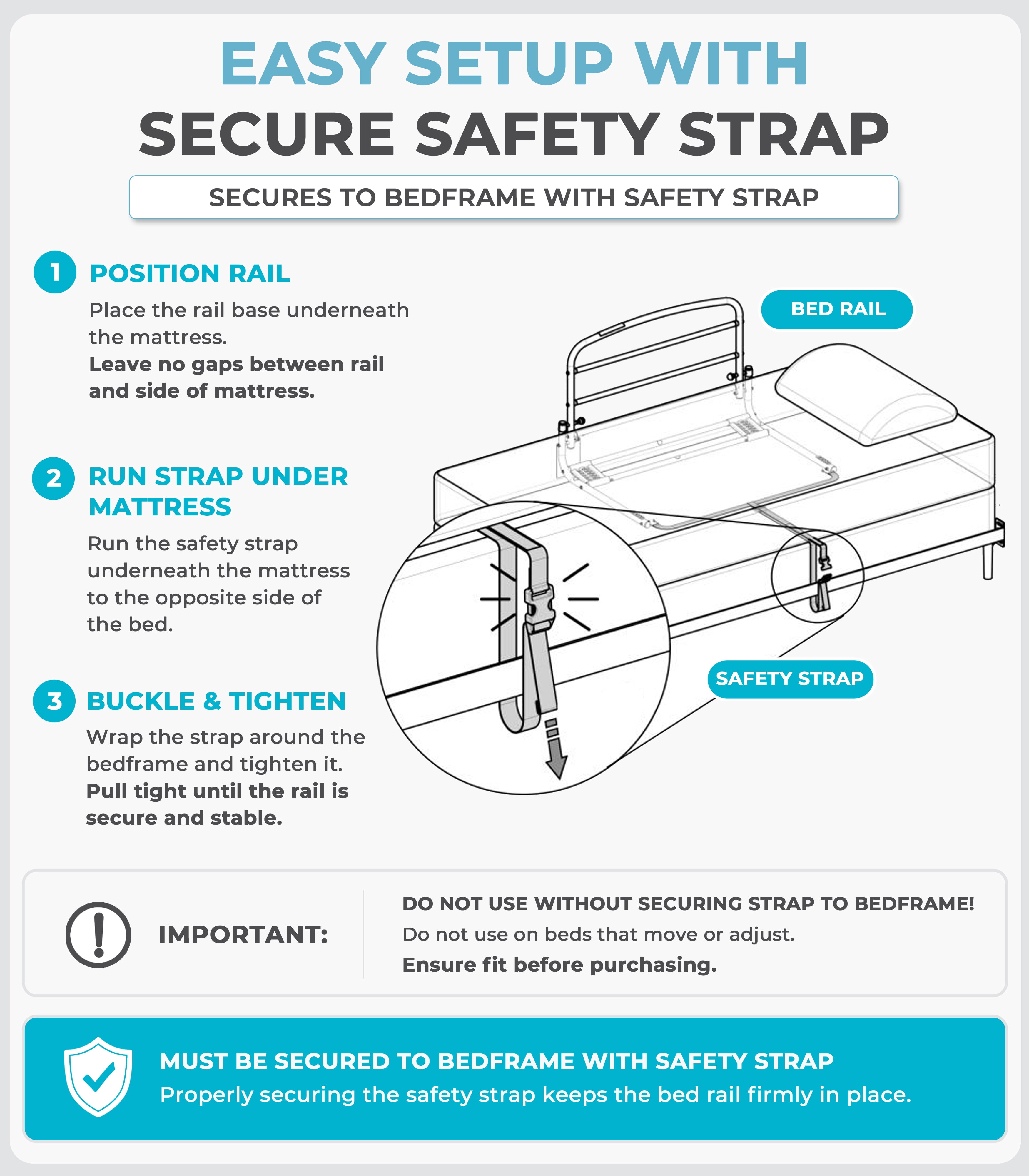 Stander 30 inch Safety Bed Rail, Folding Guardrail for Adults, Seniors, and Elderly, Bedside Stand Assist Bar, Fits King, Queen, Full, and Twin Beds, ASTM Safety Approved Bedrail