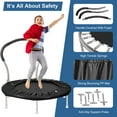 thumbnail image 2 of Aukfa Mini Trampoline with Handrail for Kids, 36" Fitness Rebounder with Safety Pad, Indoor Outdoor, Black, 2 of 8
