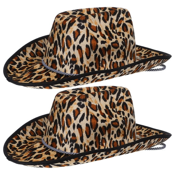 NICEXMAS 2-Pack Leopard Print Hats Stylish Western Accessories for Women and Men Versatile Fashion Headwear