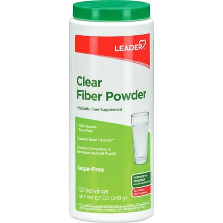 Leader Prebiotic Fiber Supplement Powder for Digestive Health, 100% Natural Daily Fiber Powder, Sugar-Free, Taste-Free, Gluten Free, Non-GMO, Unflavored, 62 Servings (8.7 OZ) (Pack of 1)