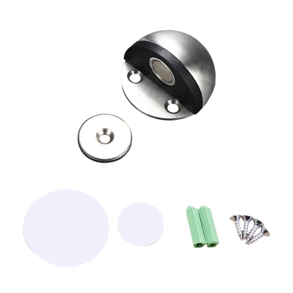 Hidden Purpose Door Stopper Self Floor Mount No Drill Installation With Stainless Steel And Rubber For Door Bottom