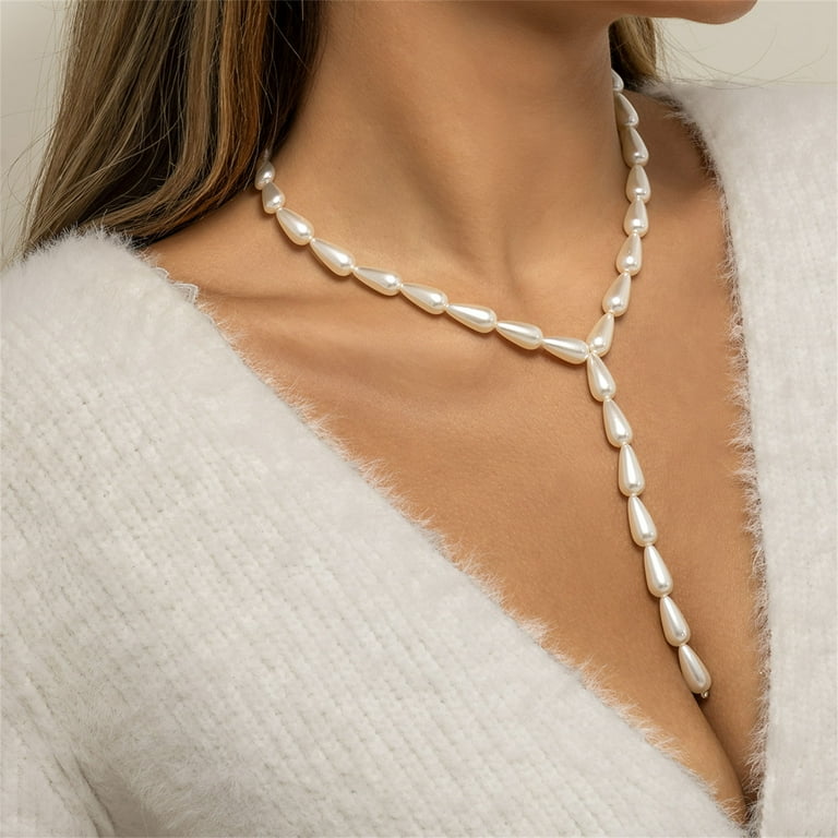 Heiheiup Pearl Shaped Necklace Ladies Vintage Choker Necklace