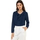 thumbnail image 1 of Blusa de Gasa Allegra K Cuello con volantes Camisa Plisada de Oficina para Mujer Azul Oscuro M, 1 of 6