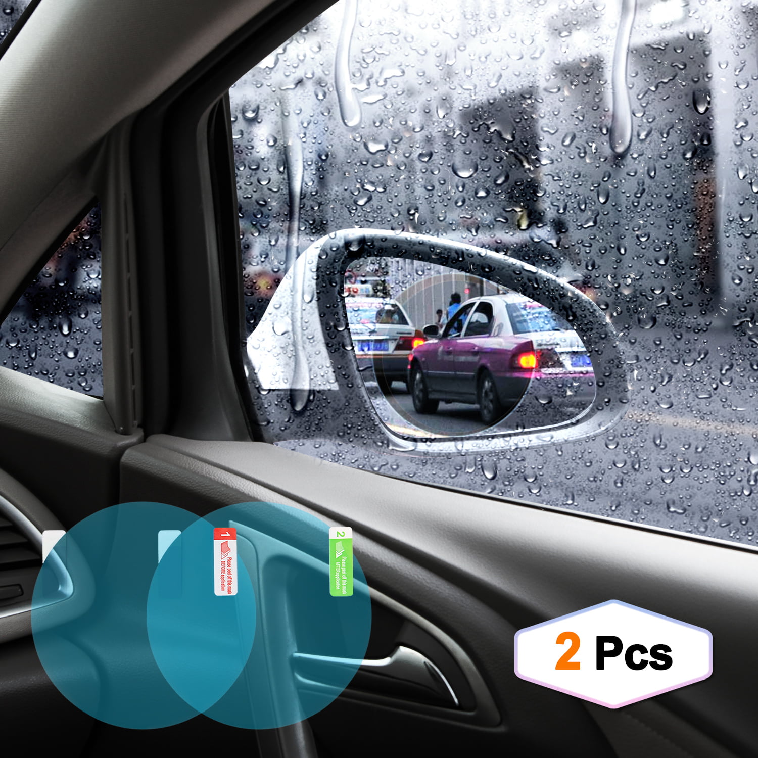 talogca Car Rearview Mirror Film 2PCS HD Clear Rainproof Film Anti Glare Anti Fog Waterproof Film Car Bus Screen Protector For Car Mirrors And Side Windows 