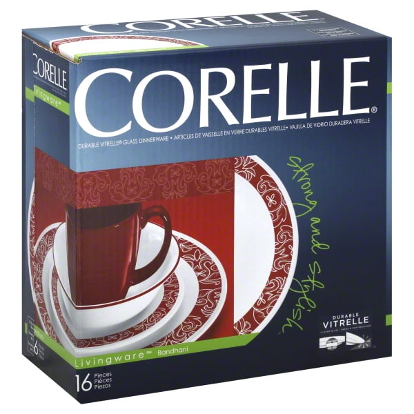 Corelle Livingware Bandhani Dinnerware Set, 16 Piece