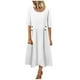 thumbnail image 2 of Puntoco Vestido Casual De Manga Corta De Algodón Y Lino De Color Sólido Con Cuello Redondo De Primavera Y Verano Para Mujer Blanco L,Regalos Para Mujer Joven, 2 of 6