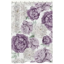 Sweet Jojo Designs Peony Floral Garden Lavender Purple and Ivory Girl Fabric Shower Curtain