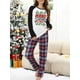 thumbnail image 3 of Conjunto de pijama de 2 piezas con estampado navideño para mujer, blusa de manga larga raglán + pantalones a cuadros, ropa de dormir, ropa de estar por casa, nueva moda 2023, 3 of 5