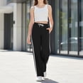 thumbnail image 4 of Girls Baggy Sweatpants Straight Leg Drawstring Athletic Pants Elastic Waist Striped Joggers Loose Soft Stretchy Trousers, 4 of 7