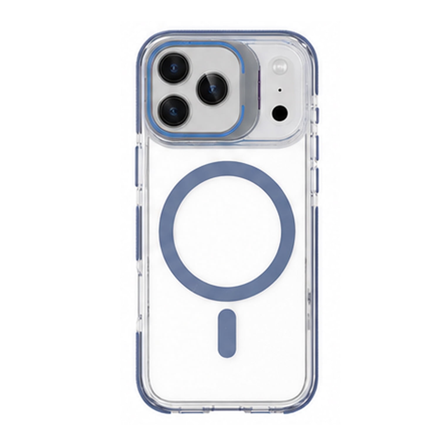 Thin Clear Magnetic Case with Camera Ring Stand for iPhone 17 Pro Max - Blue