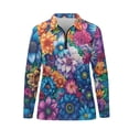 thumbnail image 4 of Yuyamidu Colorful Boho Flowers Long Sleeve Golf Shirt for Women Floral Tennis Tops Running Shirt with Collar Sports Athletic T-Shirt Shirts Plus Size S, 4 of 8