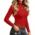 thumbnail image 5 of MYAOYINo Boundaries Womens Ribbed High Neck Pullover Top Long Sleeve Workwear, 5 of 7