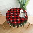 thumbnail image 2 of Christmas Tablecloth Round 60 Inch Red and Black Buffalo Check Plaid Holiday Farmhouse Table Cloth Water Resistant Fabric Table Covers for Kitchen Dining Small Tablecloth for Party Home Decor, 2 of 5