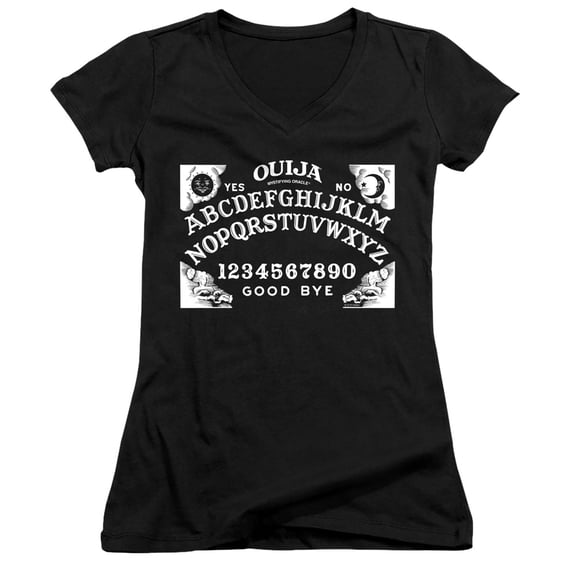 Ouija Board On Black Junior Women's V-Neck T-Shirt Black