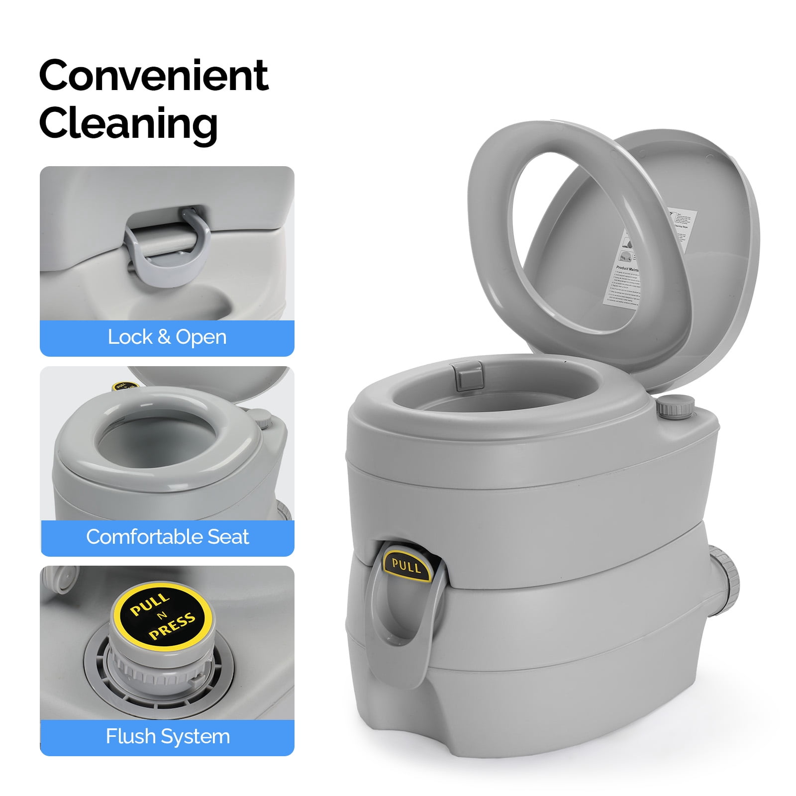 Ktaxon 5.3 Gallon Portable Camping Toilet, RV Toilet with Three Outlet, Porta Potty Portable Toilet for Hiking, Road Trips, RV Travel, Beaches, Traffic Jams, Camper, Boat, Home