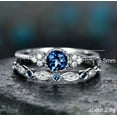thumbnail image 7 of GKNET 2pcs/set Women's Wedding Set Rings Round Cut Emerald Ring Size&nbsp;6-10-10-Green, 7 of 7