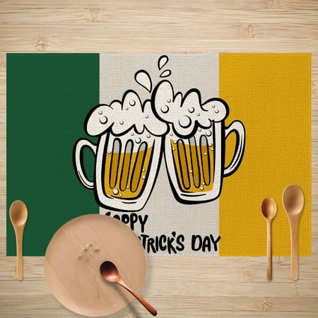 

jbyrvq Irish Day Dining Mat Linen Cloth Durable Non Slip Material Table Mat
