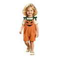 thumbnail image 4 of Kids Jumpsuit Adjustable Strap Sleeveless Romper Shorts with Pockets Pumpkin Girls Boys Halloween Outfit Size 1-7 Years, 4 of 5