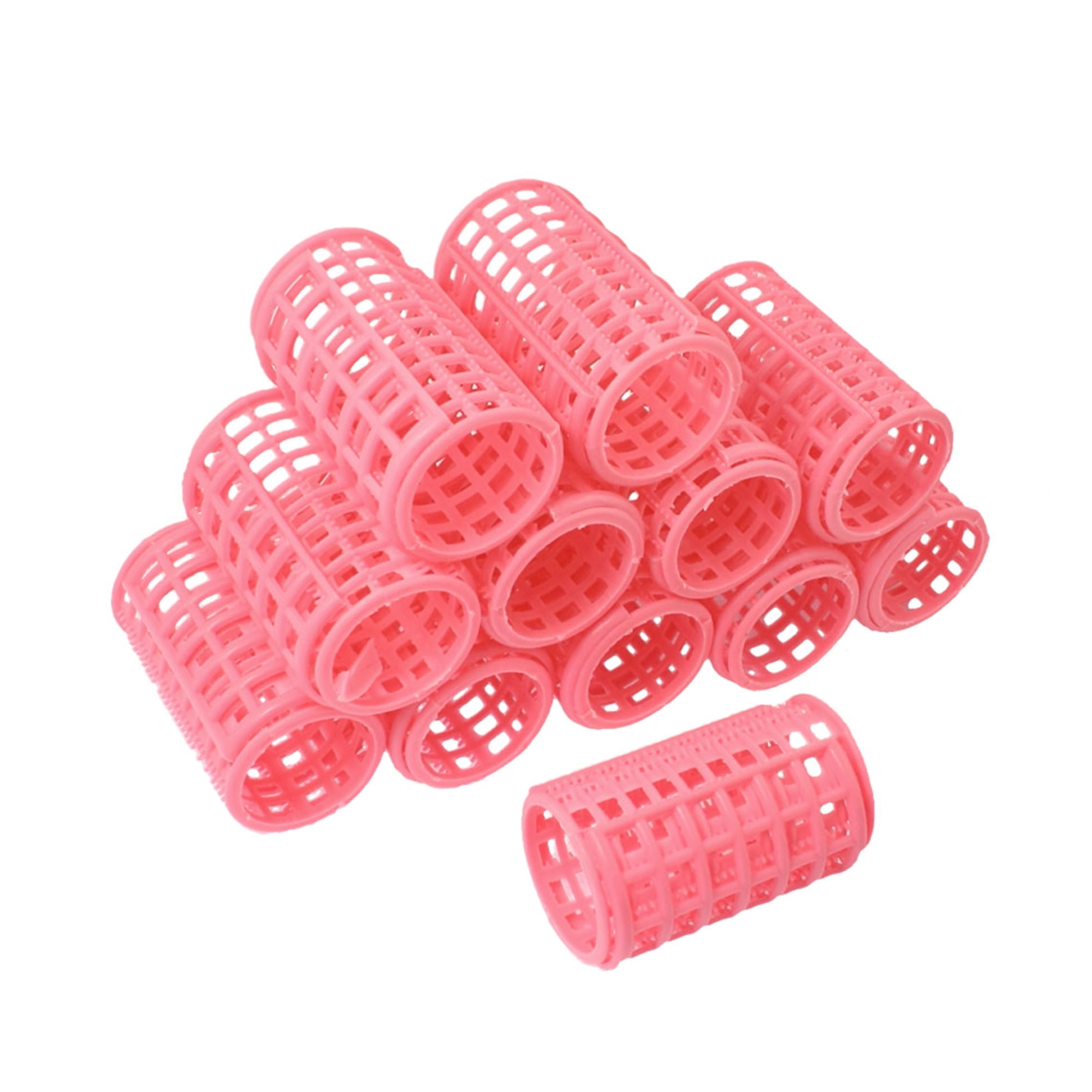 Unique Bargains 12 Pcs Hair Curlers Rollers Set Pink Self Grip Hair Curlers for Women