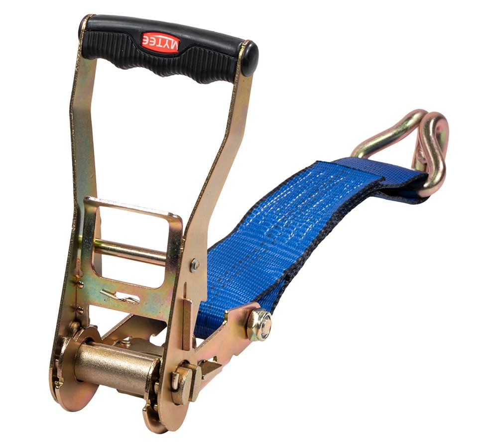 (2 Pack) 2 Inch x 20 FT Blue Ratchet Strap with J Hooks - 10,000 Lbs Breaking Strength - Heavy Duty Tie Down Cargo Truck Straps with Wire Hooks for Flatbed, Truck, Trailers Pickup