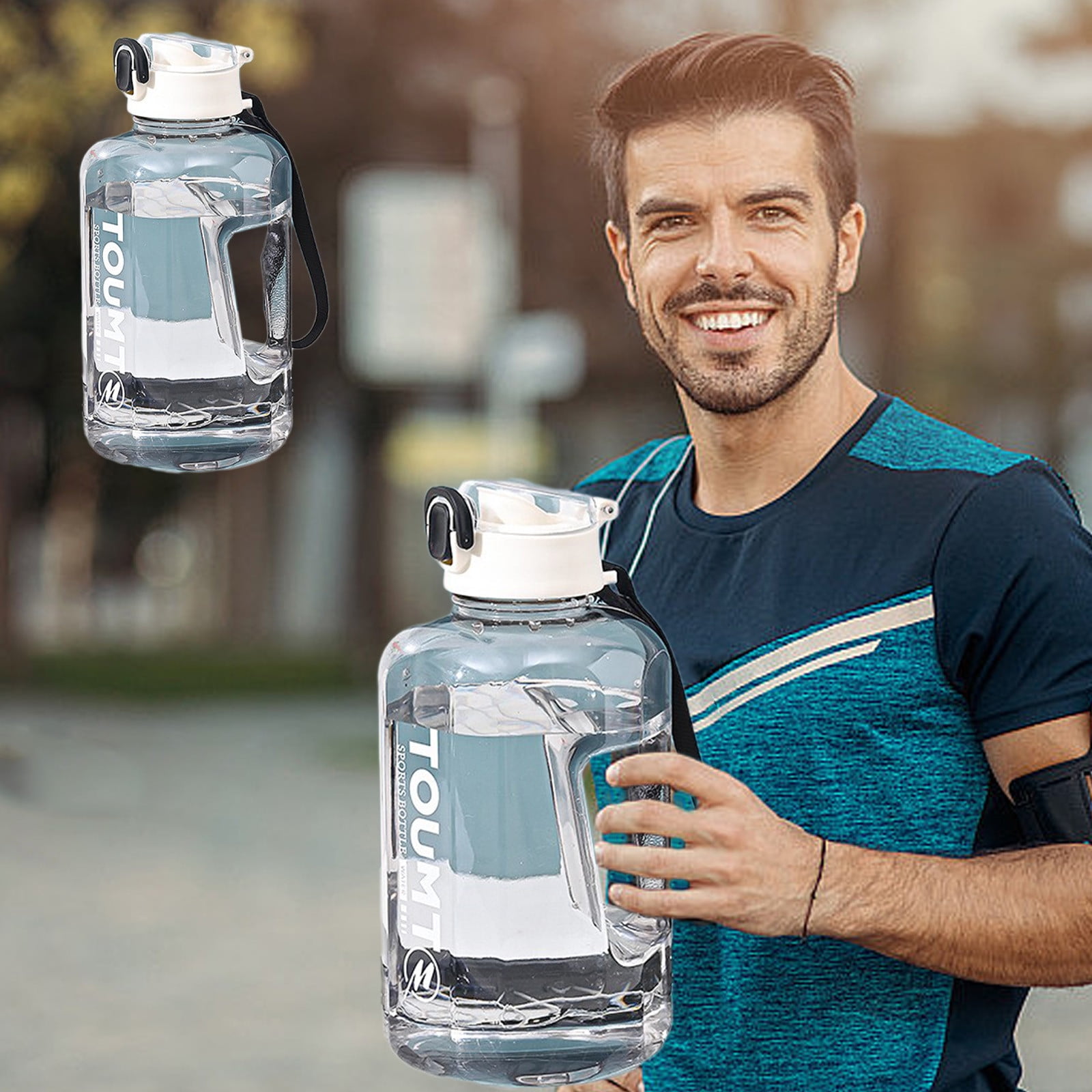1pcs THE GYM KEG Sports Water Bottle Half Gallon Carry Handle Big Water Jug for Sport Large Reusable Water Bottles Eco-friendly, Leakproof 2200mL