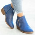 thumbnail image 5 of VKEKIEO Tall Cowgirl Boots Round Toe Low Heel Booties Slip-On Blue, 5 of 7