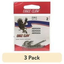(3 pack) Eagle Claw 214AH-2 Aberdeen Light Wire Non-Offset Hook, Bronze, Size 2, 10 Pack