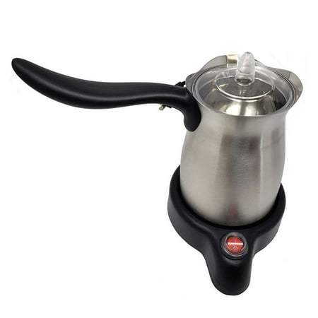 Stainless Steel Espresso Cup - 2 in 1 Greek Turkish Coffee Espresso Maker Machine Pot & Milk Warmer Kettle Stainless Steel Heat Element 600W 4 Cup Capacity Auto Shut Off Cool Touch Handle Cordless Base (Stainless Steel)