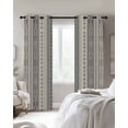 thumbnail image 3 of Boho Stripes, Blackout Curtains 39 Inches Long for Bedroom, Beige Geometric Modern Flower Stripe Thermal Insulated Room Darkening Black Out Window Curtain Panels Grommet Drapes for Living Room, 3 of 8