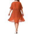 thumbnail image 3 of Agnes Orinda Women's Plus Size Vacation Soft Relaxed Fit Short Sleeve Summer Sheer Sweater Cardigans 2X Caramel, 3 of 6