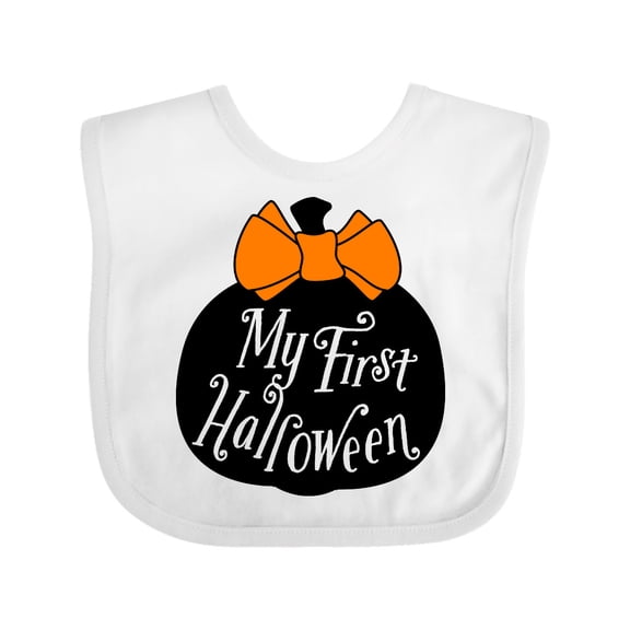 Inktastic My 1st Halloween with Pumpkin and Orange Bow Boys or Girls Baby Bib