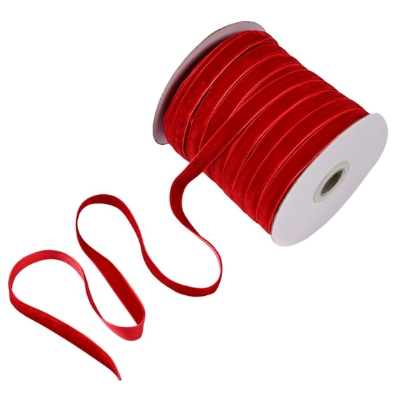 Red Velvet Ribbon 50Yards Velvet Fabric Vintage Thin Velvet Ribbon for Choker Gift Wrapping Hair Bows Flower Bouquet Wedding Christmas Decor