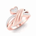 thumbnail image 4 of Auory Moissanite Cluster Heart Shape Engagement Ring, 18k Rose Gold Plated Spilt Shank Ring for Women, 4 of 10