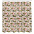 thumbnail image 3 of Retro Shower Curtain, Vintage Retro Sketched Roses Tartan Pattern Heart Figures and Posing Butterflies, Fabric Bathroom Set with Hooks, 69W X 84L Inches Extra Long, Multicolor, by Ambesonne, 3 of 3